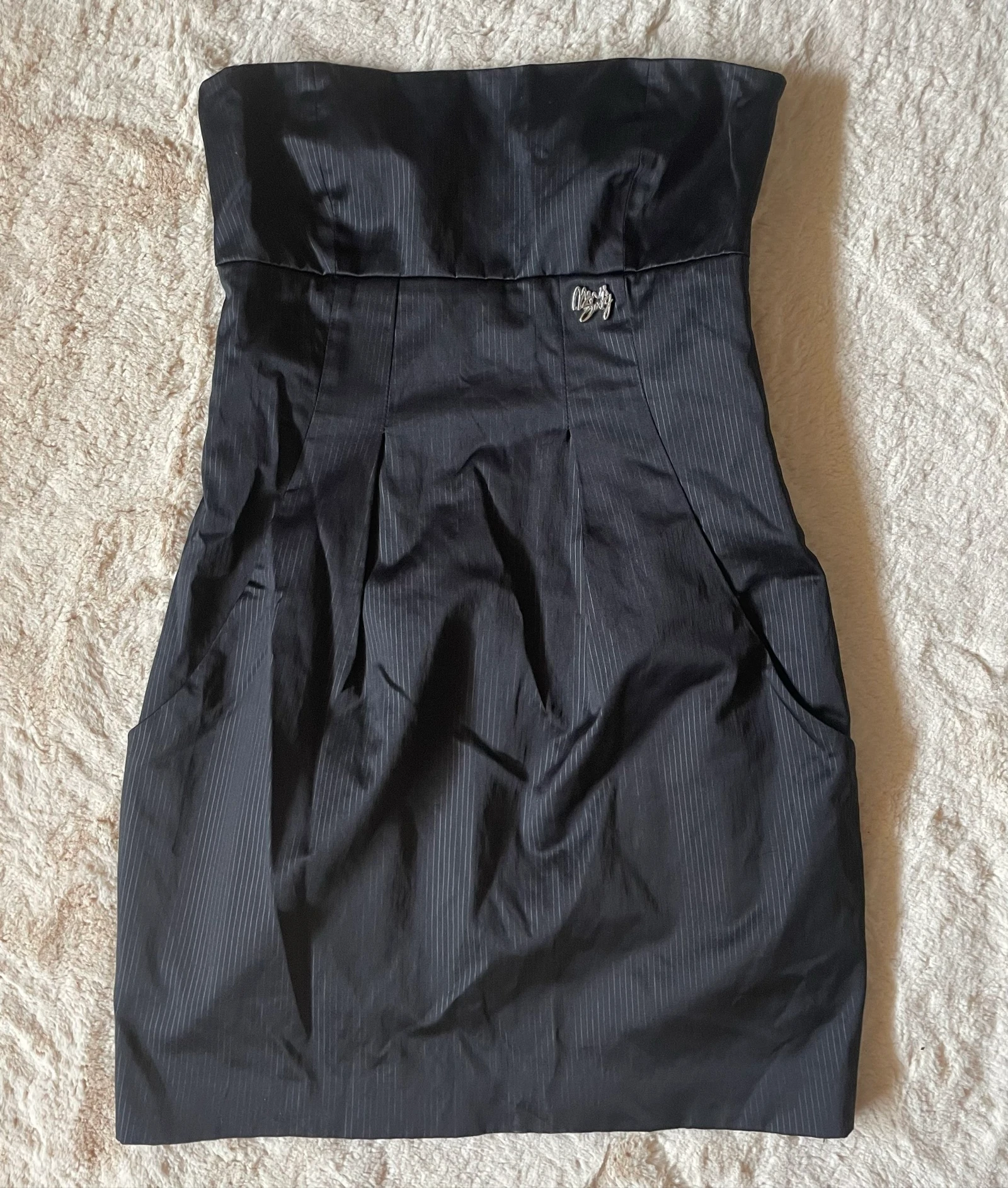 Vestido palabra de honor Miss Sixty negro de raya diplomática Talla S